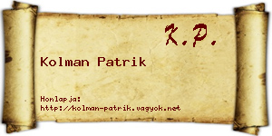 Kolman Patrik névjegykártya
